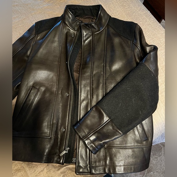 Cole Haan brown pebbled leather coat. Style 53GR7030. - Picture 2 of 5